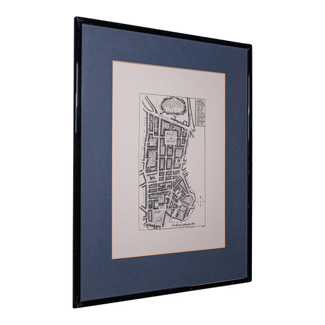 Vintage Framed 18th Century Street Map, London, West End, Soho, Leicester Square For Sale