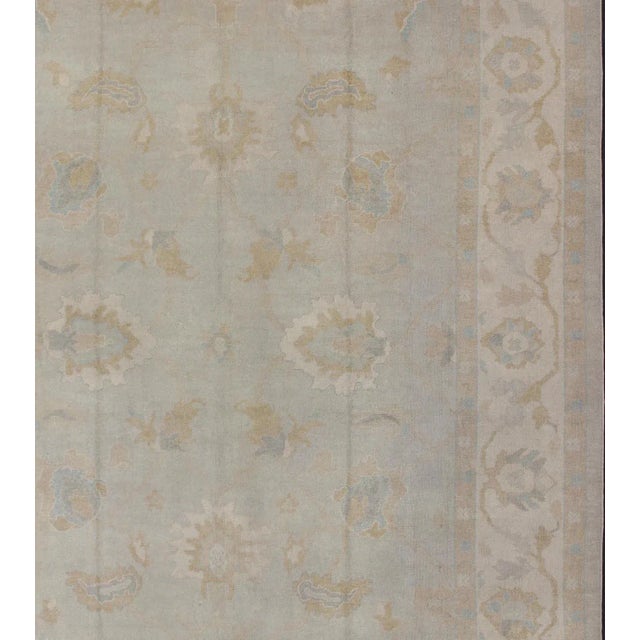 Turkish Large Turkish Oushak Rug With Pastel Colors and Botanical Design For Sale - Image 3 of 13