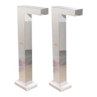 Vintage Rare Neal Small Chrome and Resin Sculptural Floor Lamps Pair of Restored For Sale