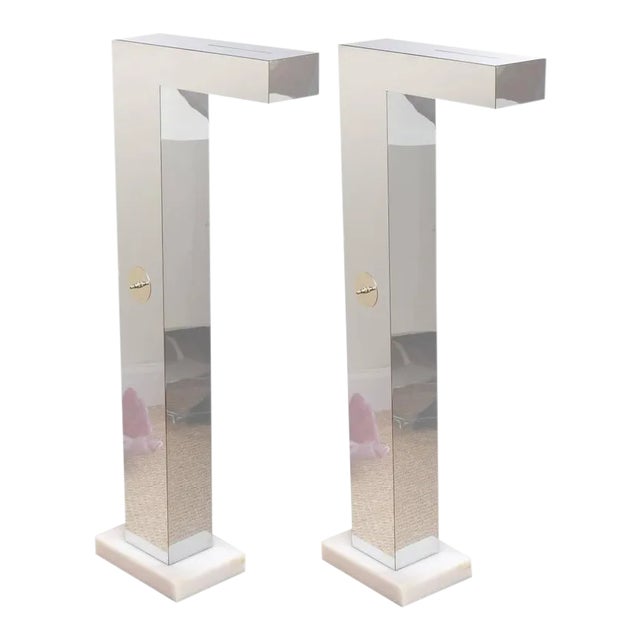 Vintage Rare Neal Small Chrome and Resin Sculptural Floor Lamps Restored Pair Of For Sale