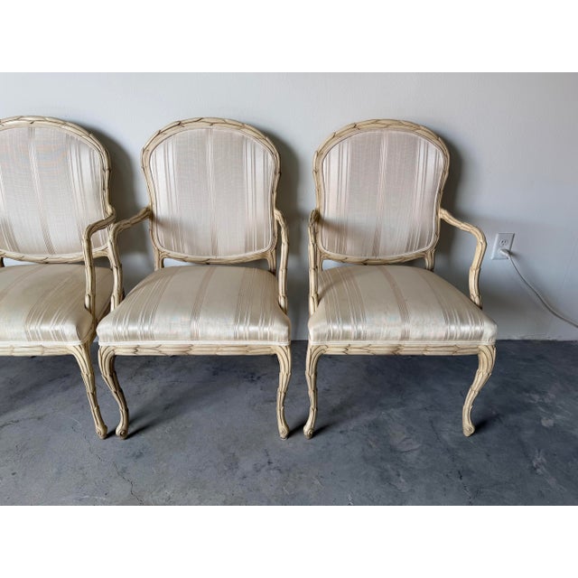 Vintage Century Furniture Serge Roche Style Faux Bois Palm Frond Arm Dining Chairs – Set of 4 For Sale - Image 9 of 12