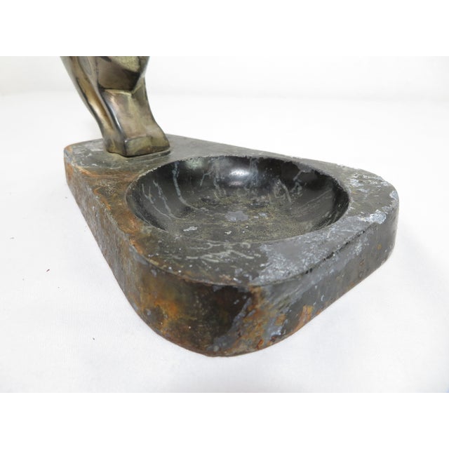 Art Deco Cubist Cat Sculpture Catchall Ashtray Bowl ~ Brutalist Mid Century Modern For Sale In Seattle - Image 6 of 17