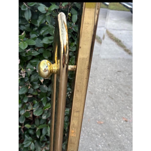 Vintage Brass Beveled Cheval Mirror For Sale In Charleston - Image 6 of 7