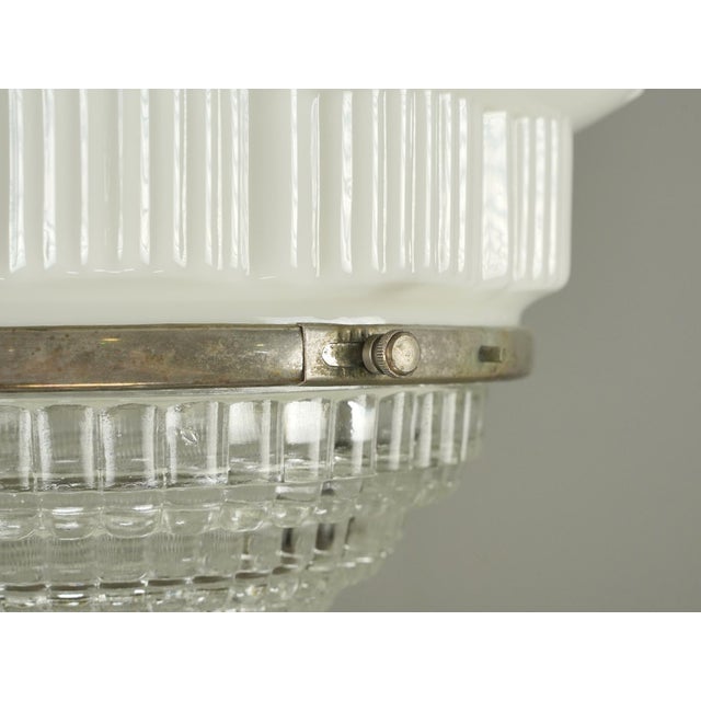 1930s Skyscraper Art Deco Milk Glass Pendant Light For Sale - Image 4 of 10