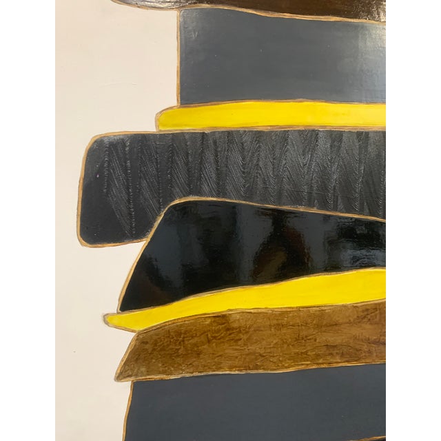 Oil on canvas - materials: Oil, gold powder, charcoal Dense, almost earthbound forms gradually rise, like fragments of an...