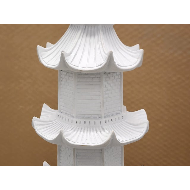 White Pagoda Chinoiserie Style Table Lamps - A Pair For Sale - Image 10 of 12
