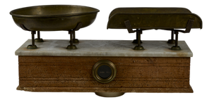 Antique Scale with Marble Top & Brass Plates, Italy, 1900s