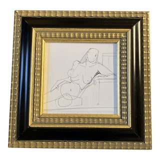 1970’s Original Abstract Modernist Female Nude Ink Drawing Framed For Sale