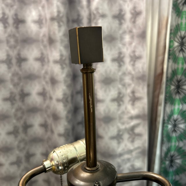 Travertine and Bronze Finish Obelisk Shape Table Lamp For Sale - Image 9 of 11