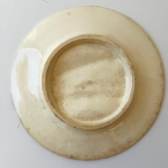 French Country Antique French Salins Majolica Asparagus & Artichoke Plate — C. 1890 For Sale - Image 3 of 5