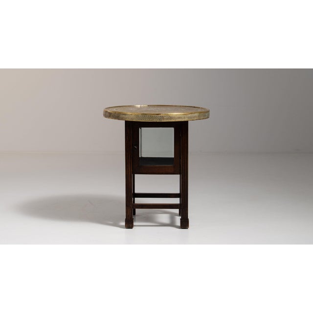 Brass 1930-1939 France Antique Brass Brass And Glass Side Table With Mirrored Insert For Sale - Image 8 of 11