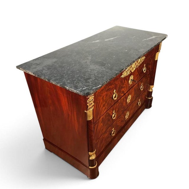 19th Century Empire French Mahogany Commode with Gilt-Bronze Mounts, 1810 For Sale - Image 5 of 16