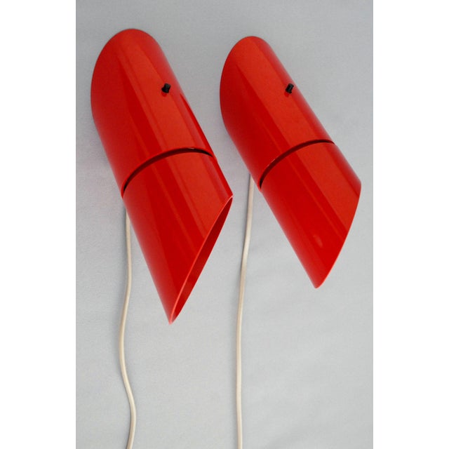 Red Phister Wall Lamps by Hans Due for Fog & Mørup, 1970s, Set of 2 For Sale - Image 8 of 12