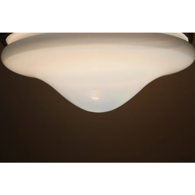 Art Nouveau Hanging Lamp in White Glass and Brass, 1920 For Sale - Image 14 of 18