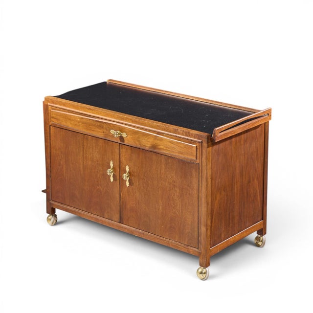 John Kapel for Glenn of California Mid Century Walnut Drop Leaf Expandable Bar Cart For Sale - Image 13 of 15