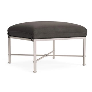Brown Jordan Venetian Ottoman, Dove frame with Fusion Charcoal fabric For Sale