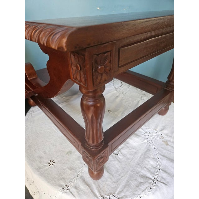 Carved Mahogany Bed Library Step For Sale - Image 4 of 11