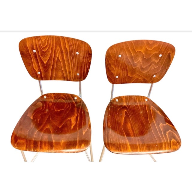 Brown Mid-Century Modern Minimalist First Edition Aluflex Stackable Folding Chairs from Armin Wirth, Switzerland, 1950s, Set of 4 For Sale - Image 8 of 18