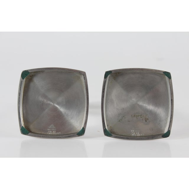 Danish Square Based Candleholders in Polished Pewter by Just Andersen, 1960s, Set of 2 For Sale - Image 6 of 8