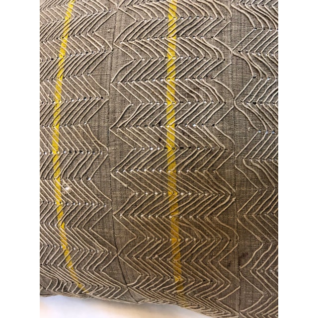 Textile Beige Textured Pillows in Vintage African Textile, Pair For Sale - Image 7 of 8