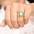 Contemporary Natural 0.89 cts zambian emerald & 0.06 cts diamond T letter ring in 14k gold For Sale - Image 3 of 18