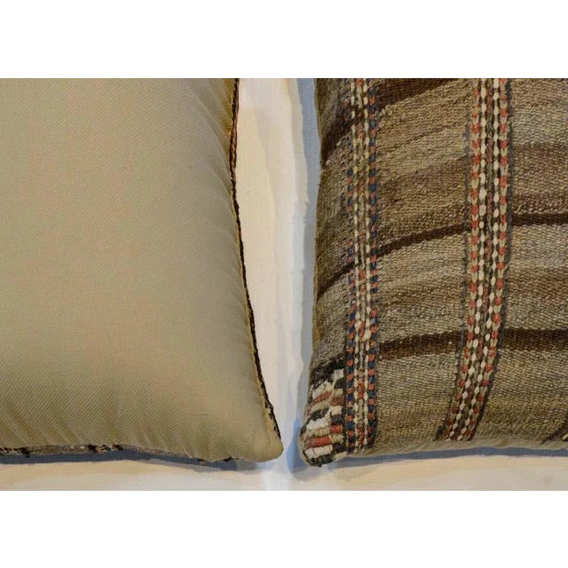 Brown Antique Gabbeh Kilim Pillows - a Pair For Sale - Image 8 of 10