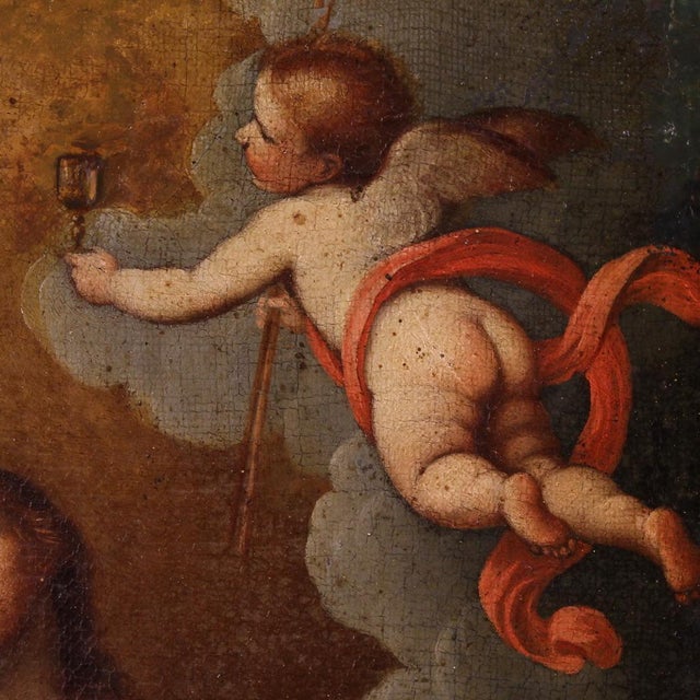 Italian Artist, Christ with Angels, 1690, Oil on Canvas For Sale - Image 6 of 16