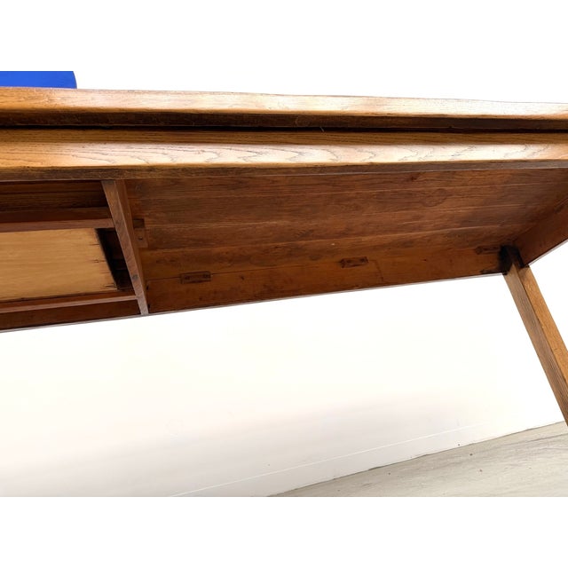 Oak Farmhouse Table with Square Legs and One Drawer, France, 1960s For Sale - Image 17 of 18