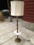 Large Japanese Brass Floor Lamp in Faux Bamboo With Marble Tray Table & Original Barrel Shade For Sale - Image 13 of 13