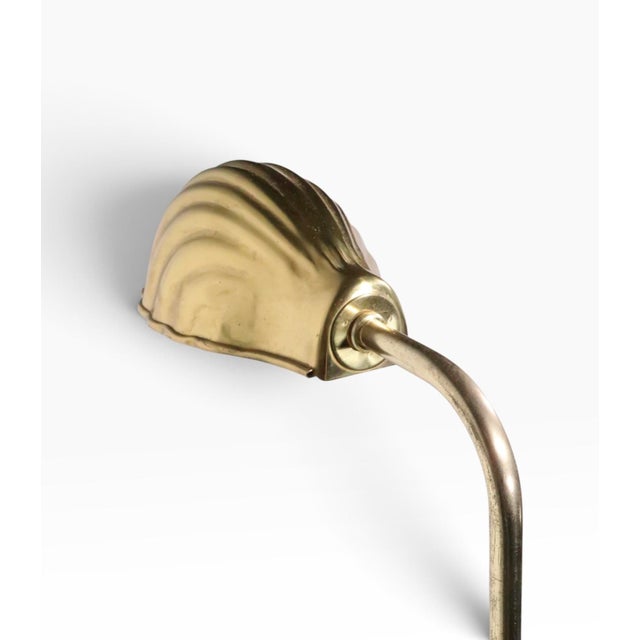 Late 20th Century Adjustable Brass Shell Shade Floor Lamp For Sale - Image 9 of 9