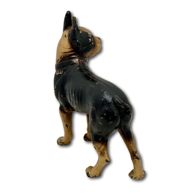 Hard 2 Find Vintage 1930s Hubley Manufacturing Co. Brown Painted Boston Terrier Cast Iron Dog Doorstop For Sale - Image 10 of 18