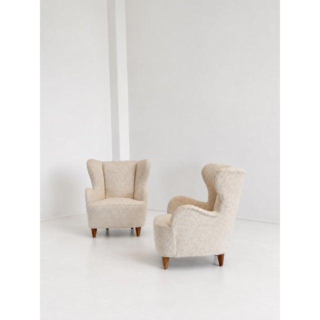 1950s Fabric and Wood Lounge Chairs, 1950s, Set of 2 For Sale - Image 5 of 7
