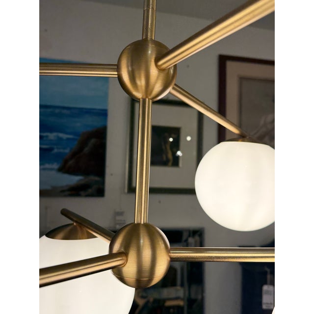 Brass West Elm Sphere + Stem Chandelier For Sale - Image 8 of 12