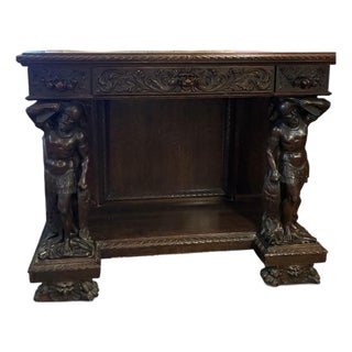 Renaissance Revival Heavily Carved Oak Sideboard, Style of Robert J. Horner For Sale