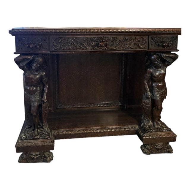 Renaissance Revival Heavily Carved Oak Sideboard, Style of Robert J. Horner For Sale