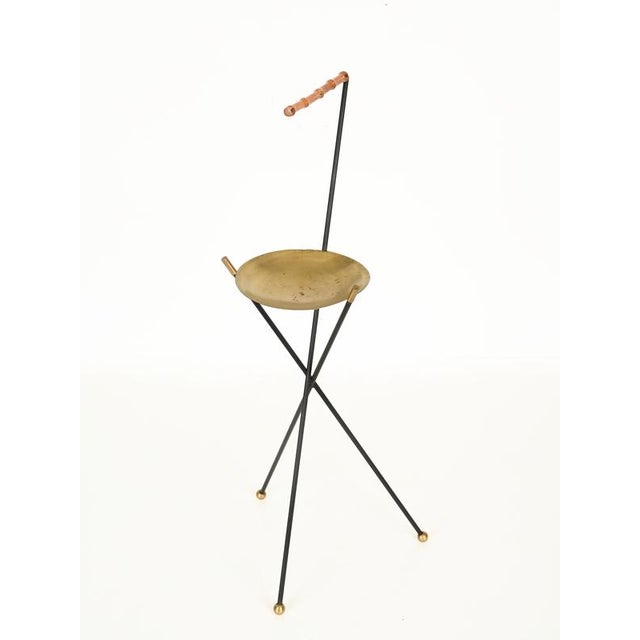 Italian Tripod Floor Ashtray in Bamboo and Iron, 1950s For Sale - Image 3 of 14