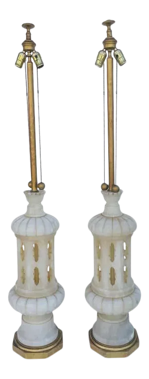 1960s Marble Lamps Made in Italy - a Pair