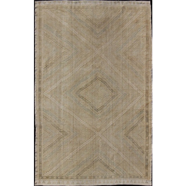 Vintage Turkish Embroidered Rug in Shades of Brown With Geometric Diamond Design For Sale - Image 12 of 12