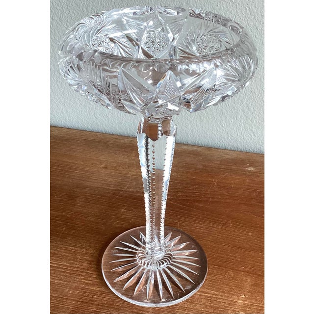 1970s Vintage Cut Crystal Compote For Sale - Image 5 of 6