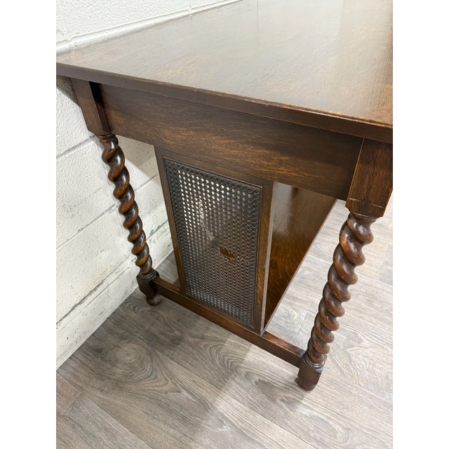 Antique Stickley Bros Barley Twist Oak Library Table With Drawer For Sale - Image 10 of 15