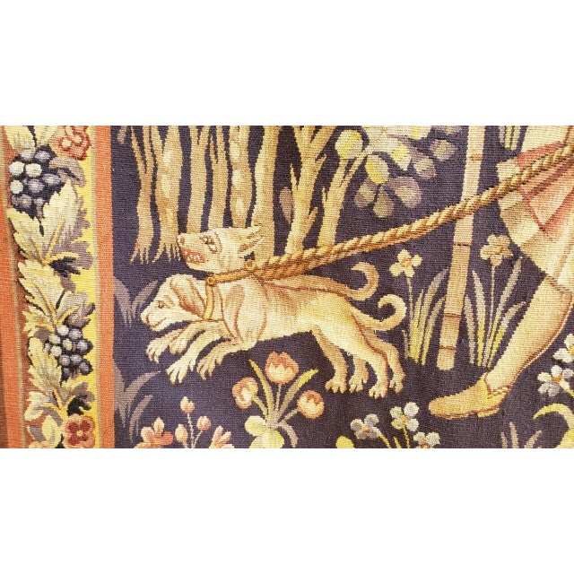 19th Century Tapestry With Falcon and Dogs For Sale In Los Angeles - Image 6 of 11