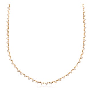 Heritage-Inspired 3.6 Carat Real Diamond Station Chain Necklace in 18k Gold For Sale