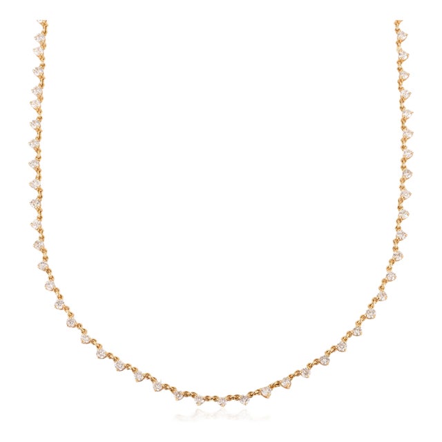 Heritage-Inspired 3.6 Carat Real Diamond Station Chain Necklace in 18k Gold For Sale