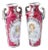 Pink Miniature Antique Portrait Vases with Silver Overlay Decoration - A Pair For Sale