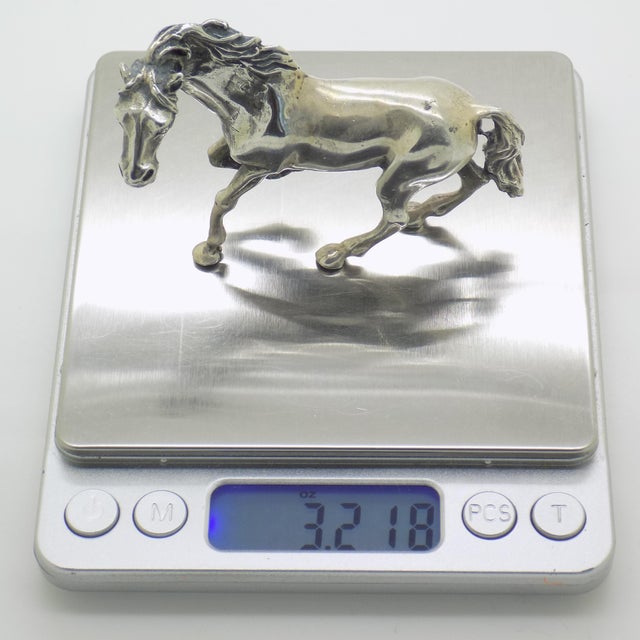 Vintage Italian Large Galloping Horse Figurine in Silver, Arezzo, 1970s For Sale - Image 10 of 12