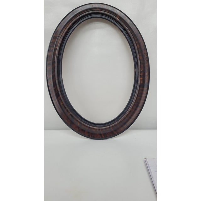 1930 Oval Wood Picture Frame Surround 24" Faux Tortoise Shell, Old World Portrait Display For Sale - Image 10 of 13