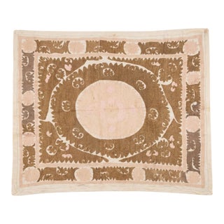 Vintage Hand-Embroidered Terracotta Suzani From Uzbek For Sale