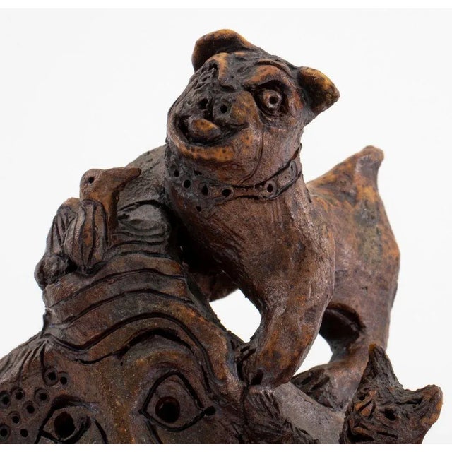 Eva Bouzard-Hui (American, 1936-2023) Abstract Art Pottery Sculpture, 1986, signed and dated "Eva '86". 7.5"H x 10" W x 9"...