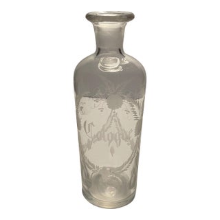 Antique Engraved Cologne Scent Bottle For Sale