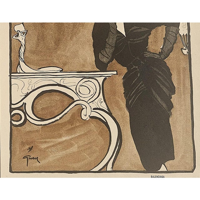 Paper 1945 Rare Find-Set of 2 Mid-Century French Fashion Prints-Schiaparelli, Balenciaga-by Gruau For Sale - Image 7 of 7